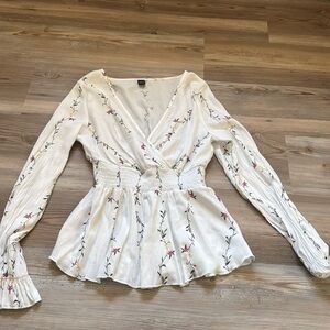 White floral blouse